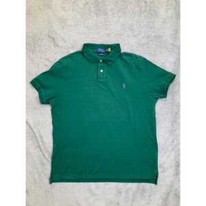 Polo Ralph Lauren Shirt Men's Sz "L" Green Custom Slim Fit Embroidered Pony Logo